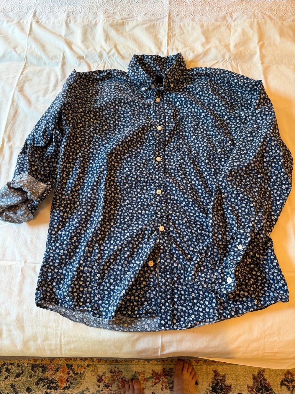 GAP Navy Blue Floral Button-Down Shirt